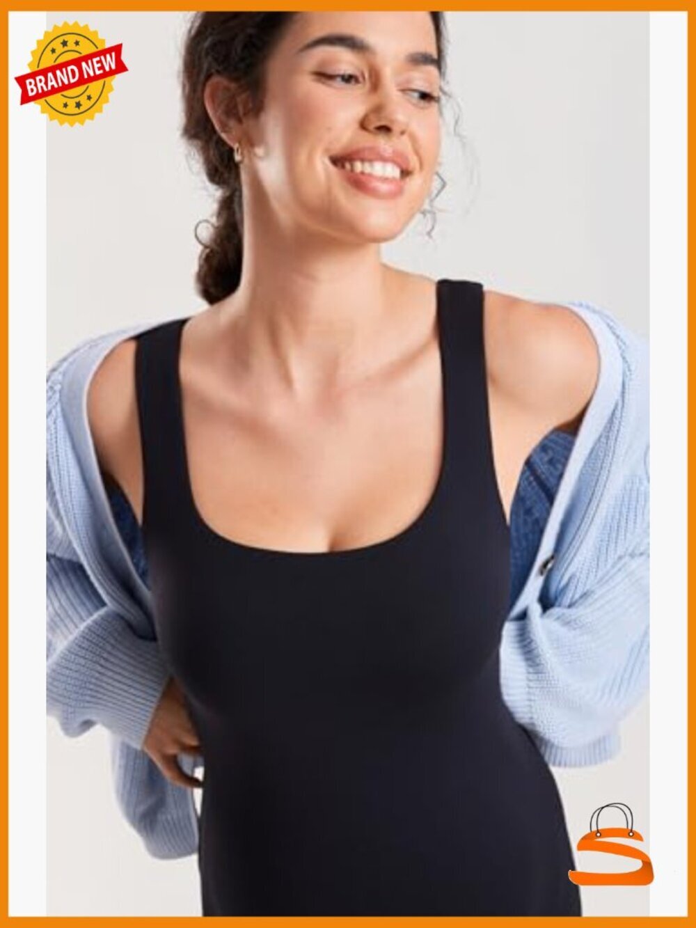 Maternity Jumpsuit Workout Romper Seamless Bodysuit Square Neck Tank - Picture 5 of 6